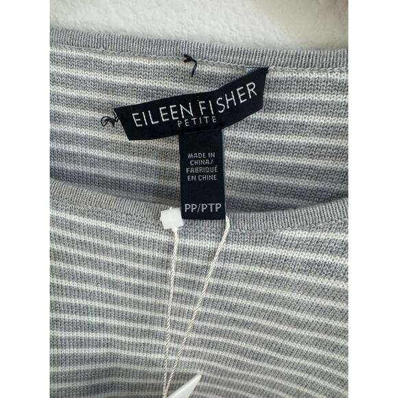 Eileen Fisher grey and shite stripped sweater NWT - Picture 4 of 6